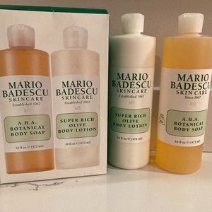Mario Badescu AHA Botanical Body Soap & Super Rich Olive Body Lotion ea 16 oz